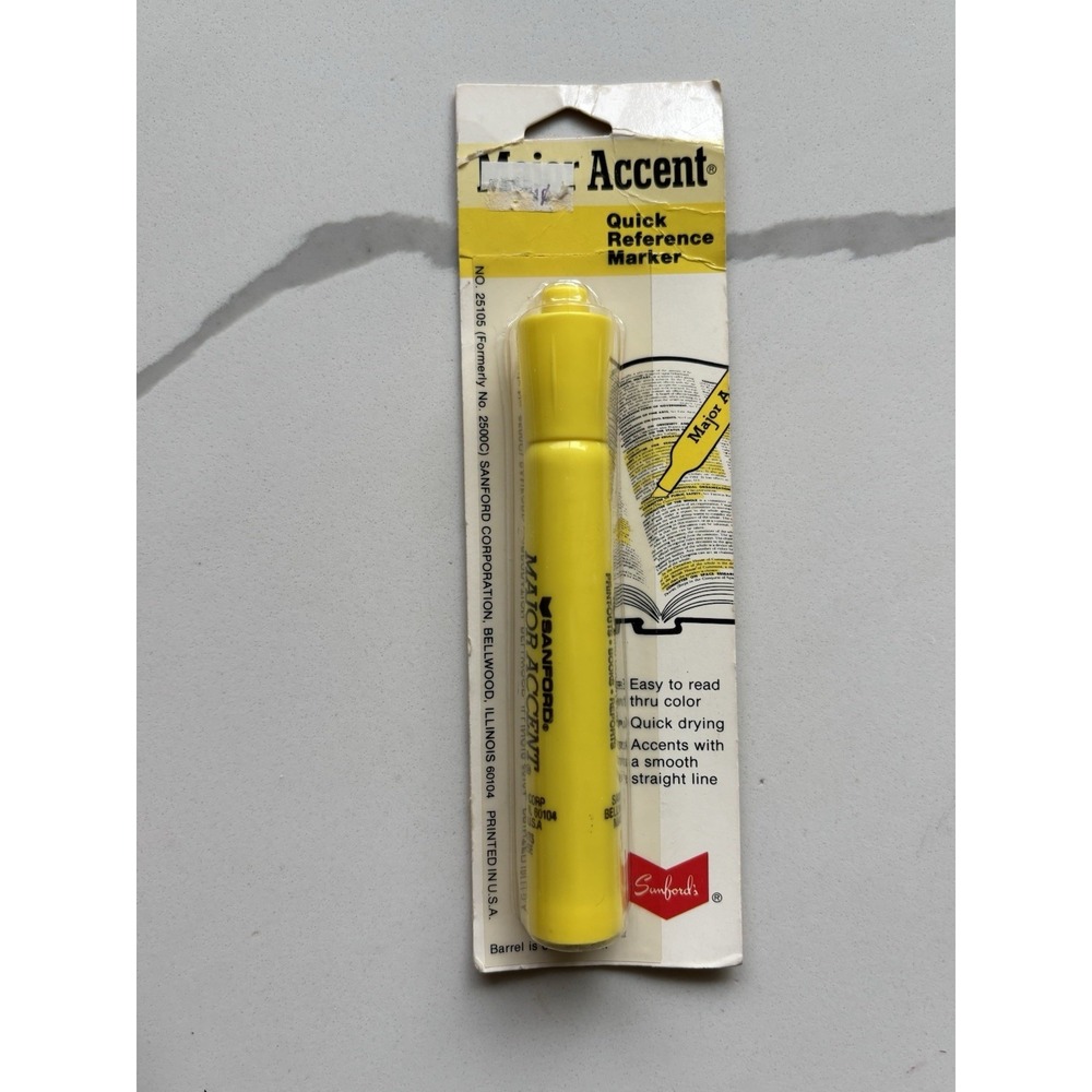 Vintage Sanford Major Accent Marker NOS Sealed 1970s Yellow USA